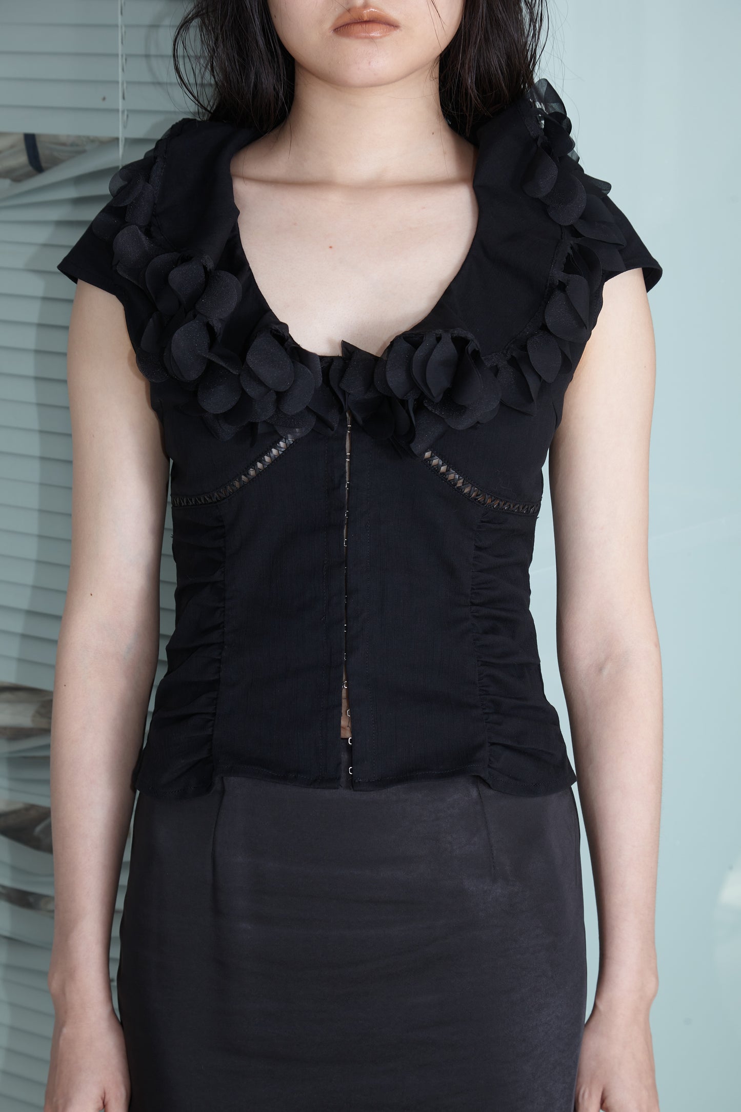 Black Petal-Detail Top